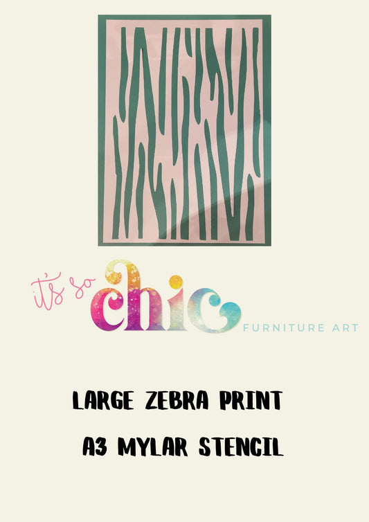 Mylar Stencils | Large Zebra Print | A3 | It’s So Chic Furniture Art