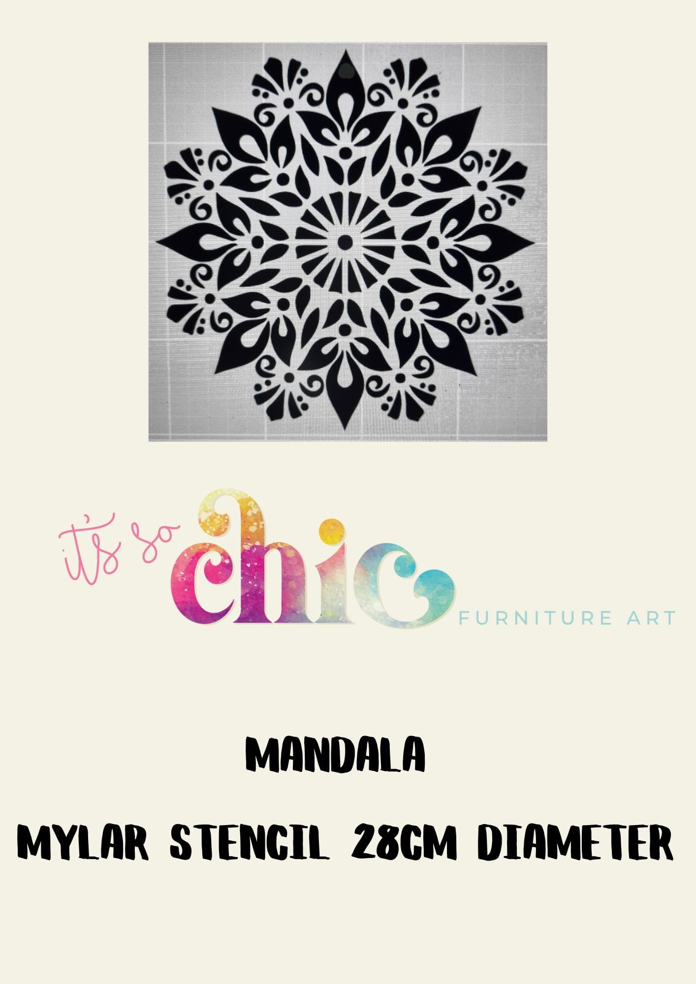 Mylar Stencils | Mandala | 28cm diameter | It’s So Chic Furniture Art