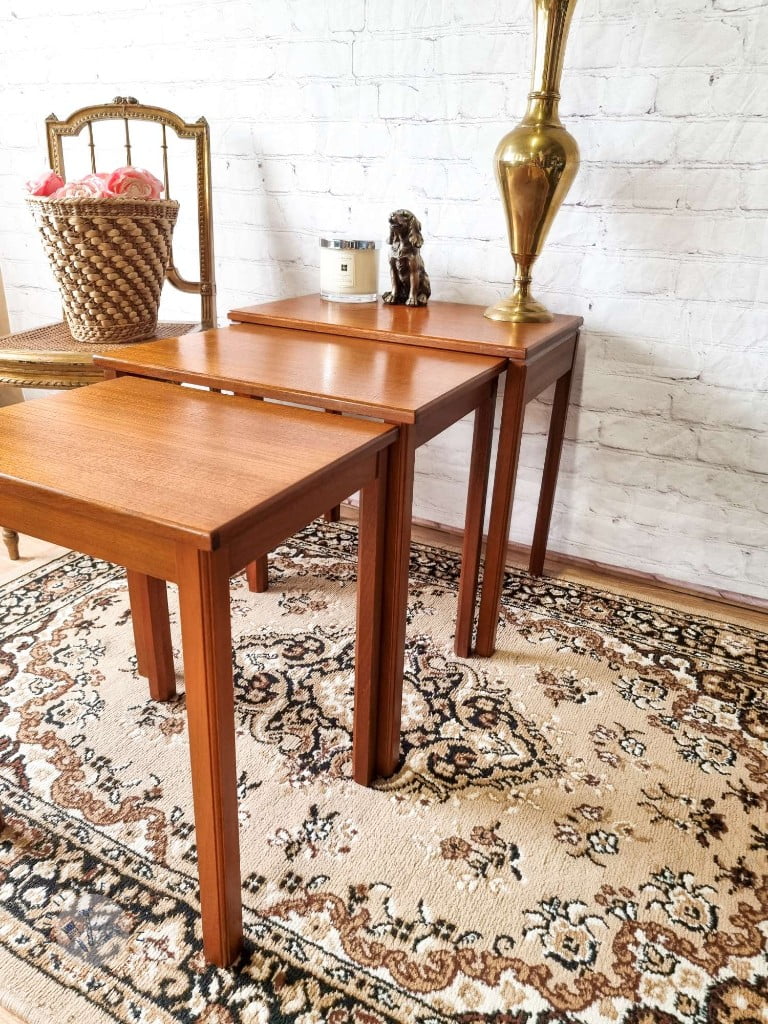 McIntosh Mid Century Nest of 3 Teak Rectangular Side Tables 1970's