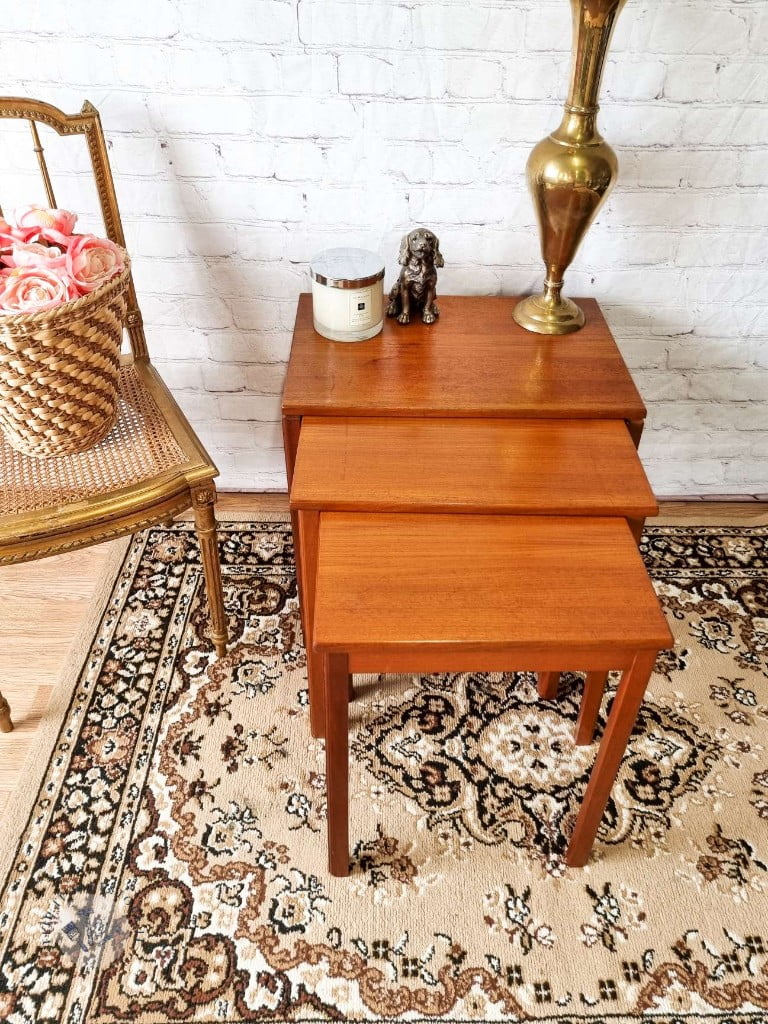 McIntosh Mid Century Nest of 3 Teak Rectangular Side Tables 1970's