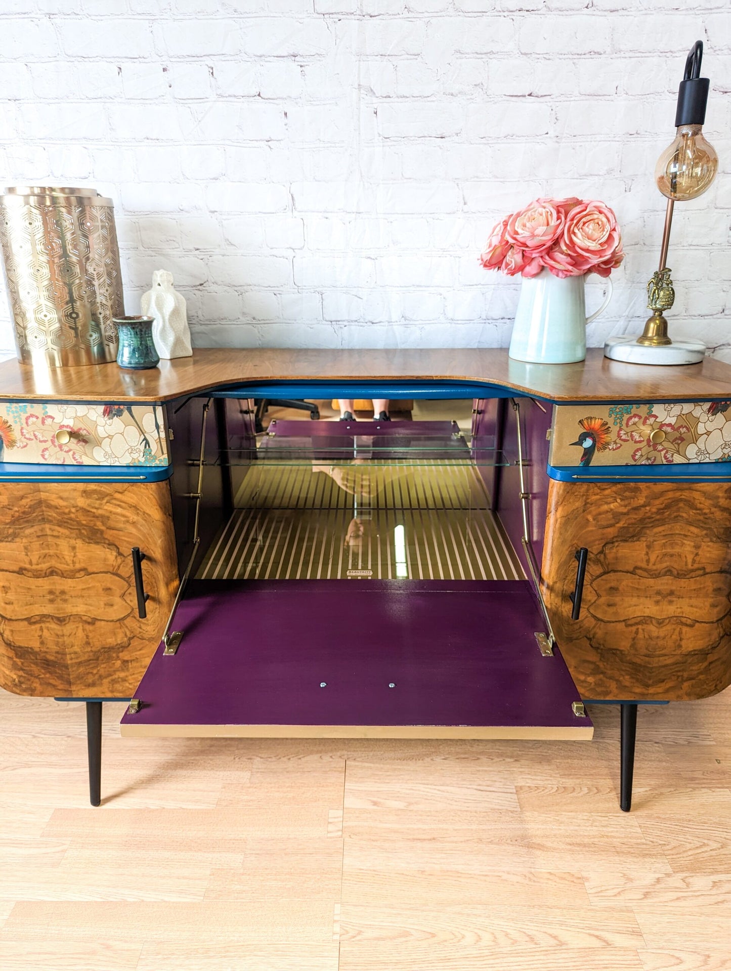 Mid Century Beautility Drinks Cabinet, Vintage 1960's Walnut Cocktail Bar