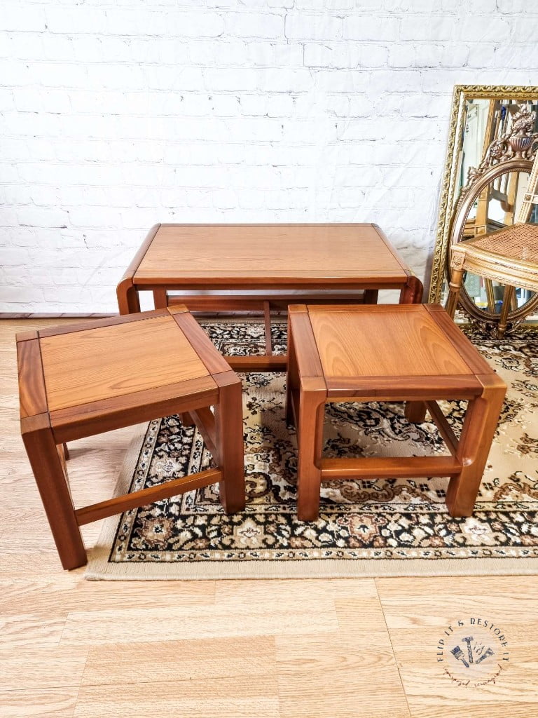 Mid Century Teak Nest of Tables - Coffee Table and Two Side Tables