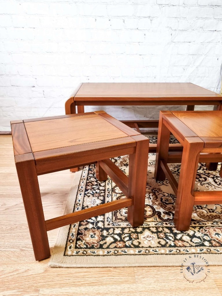 Mid Century Teak Nest of Tables - Coffee Table and Two Side Tables