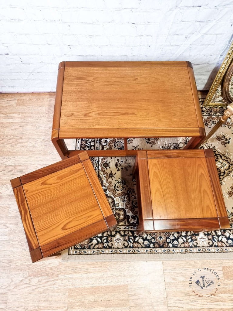 Mid Century Teak Nest of Tables - Coffee Table and Two Side Tables