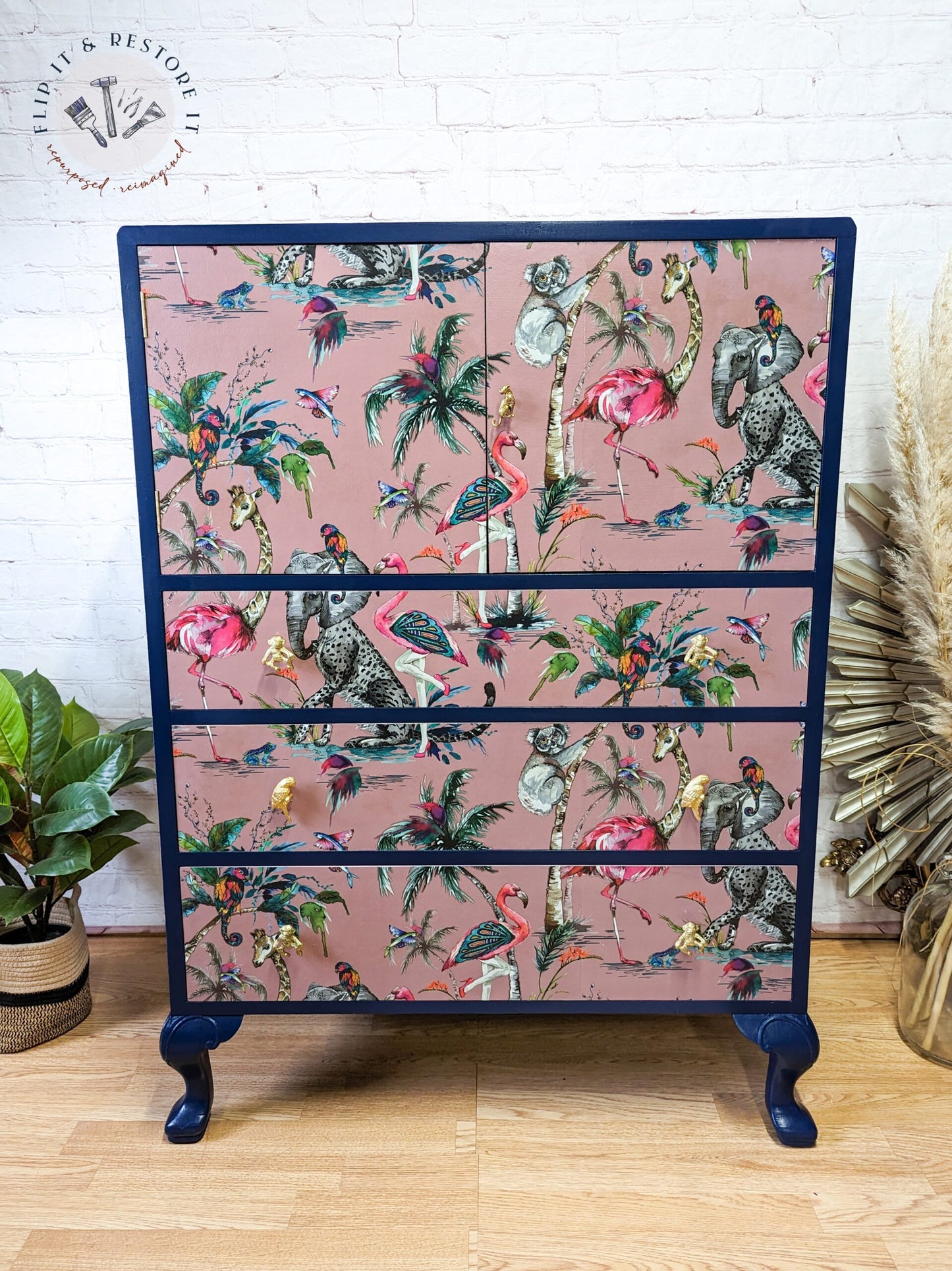 Vintage Tallboy Chest Of Drawers Linen Cupboard