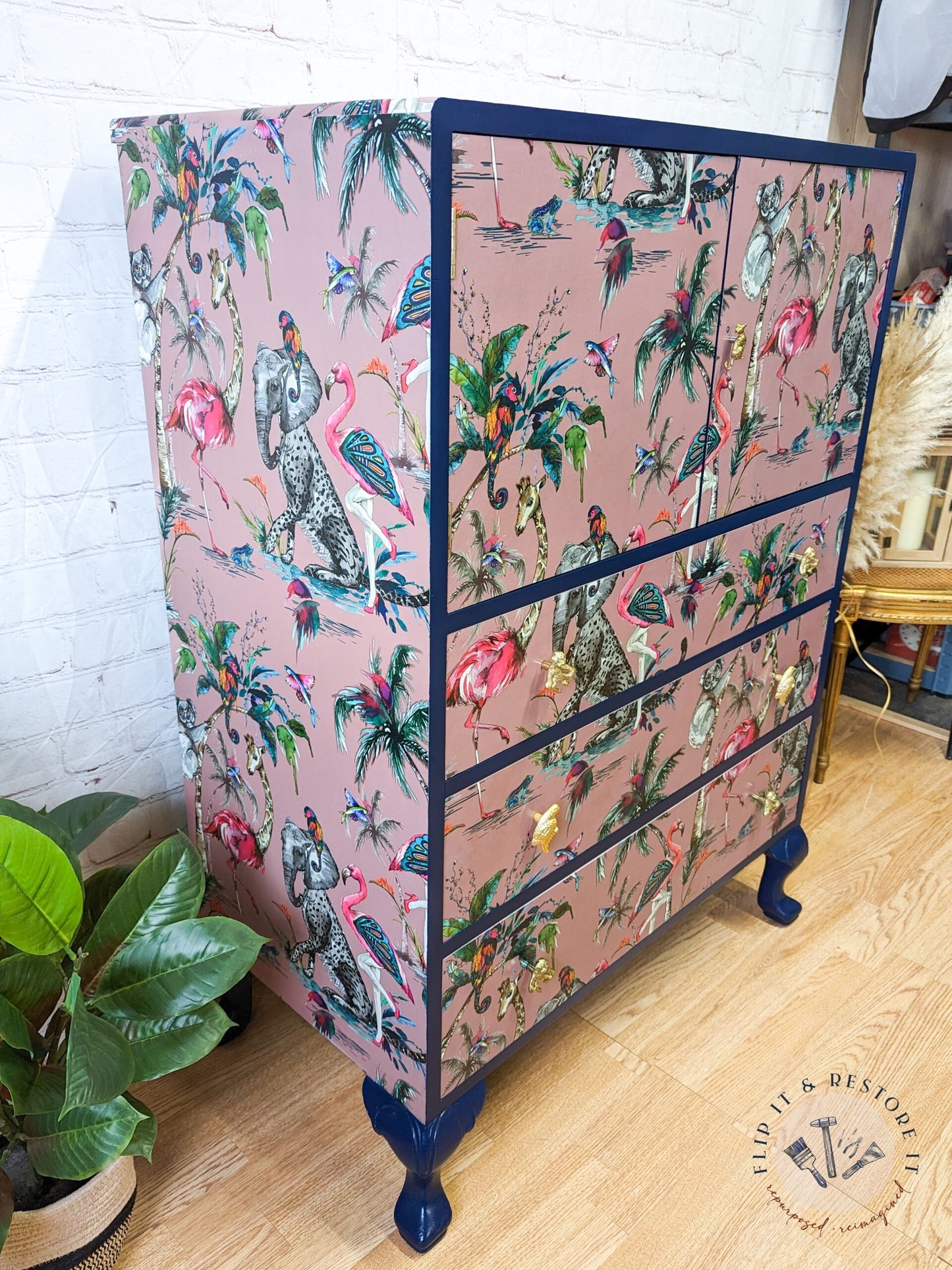 Vintage Tallboy Chest Of Drawers Linen Cupboard