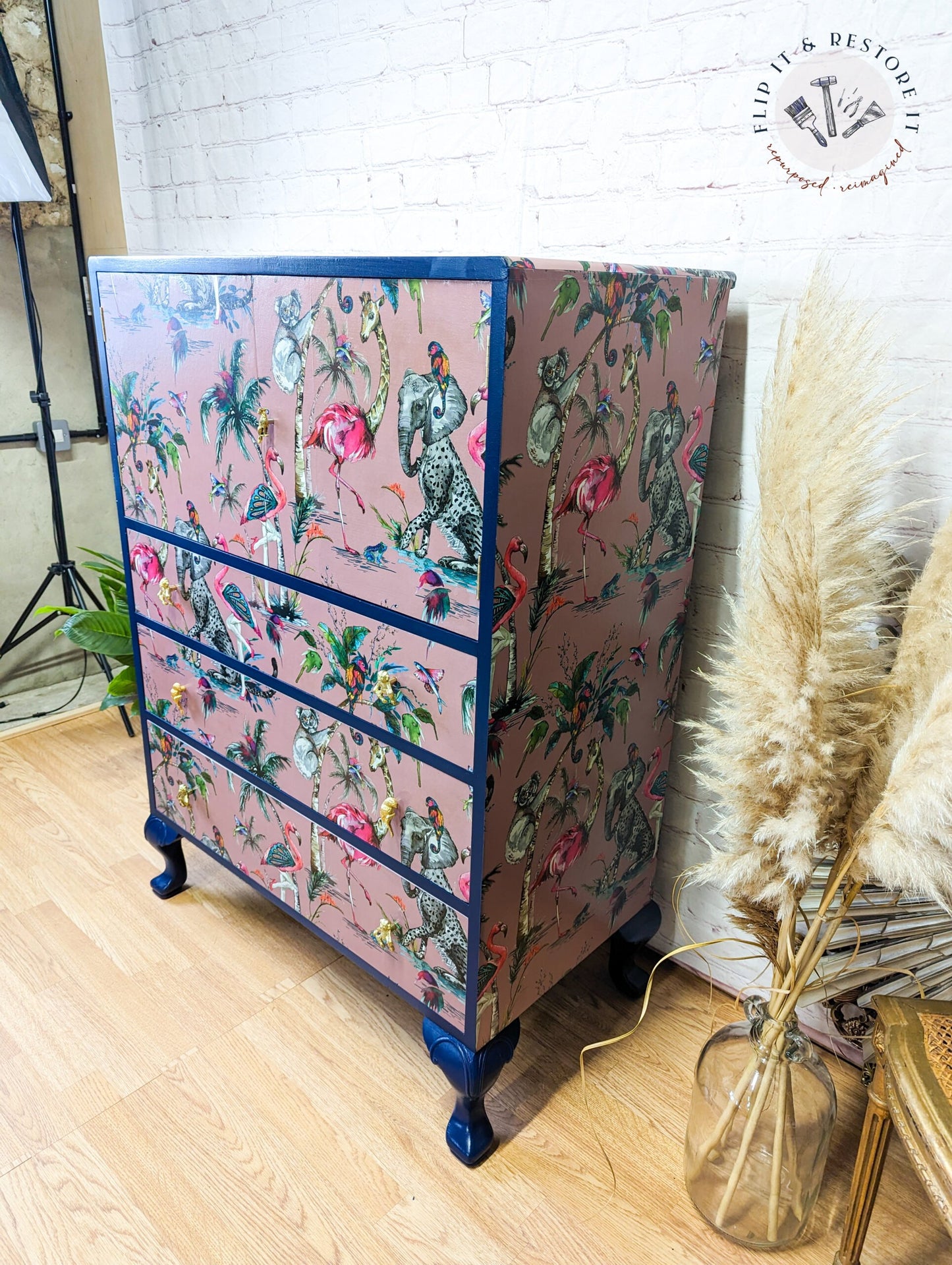 Vintage Tallboy Chest Of Drawers Linen Cupboard