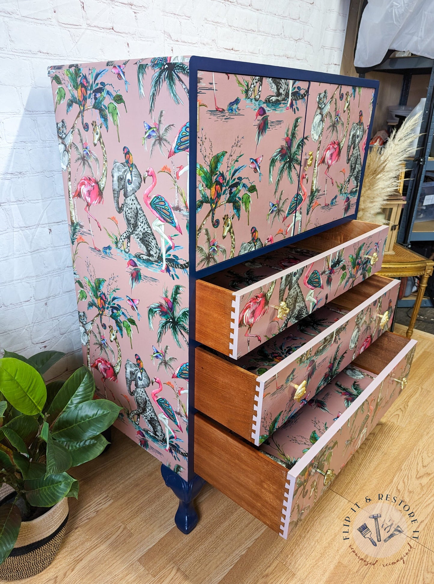 Vintage Tallboy Chest Of Drawers Linen Cupboard