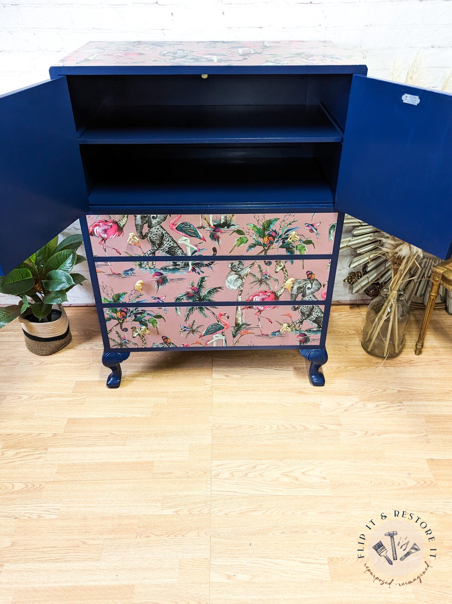 Vintage Tallboy Chest Of Drawers Linen Cupboard