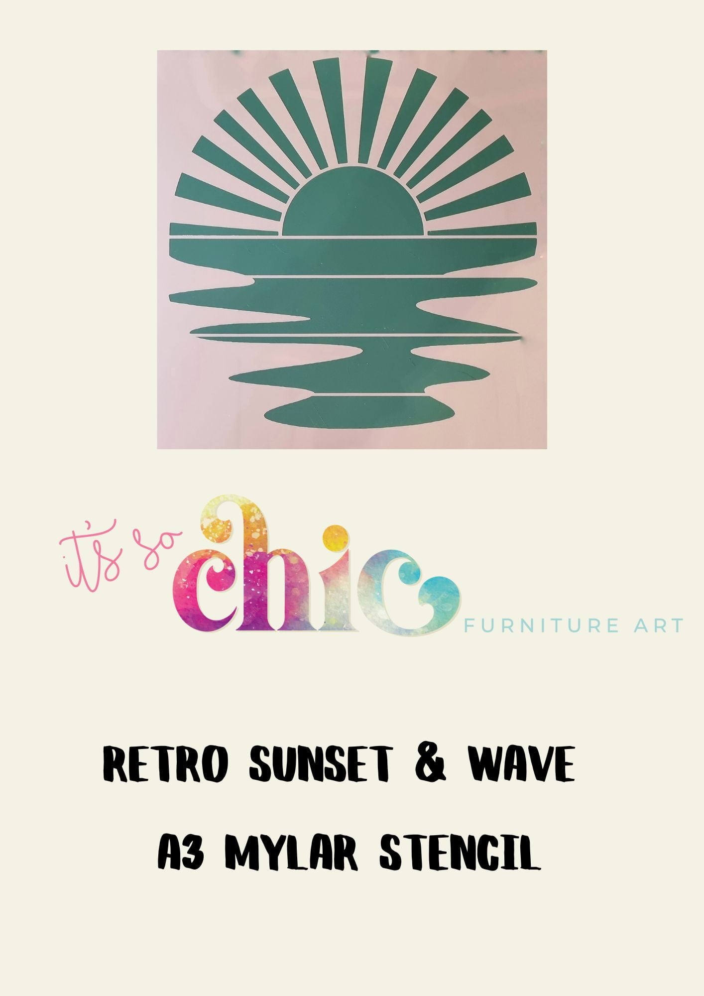 Mylar Stencils | Retro Sunset & Wave | A3 | It’s So Chic Furniture Art