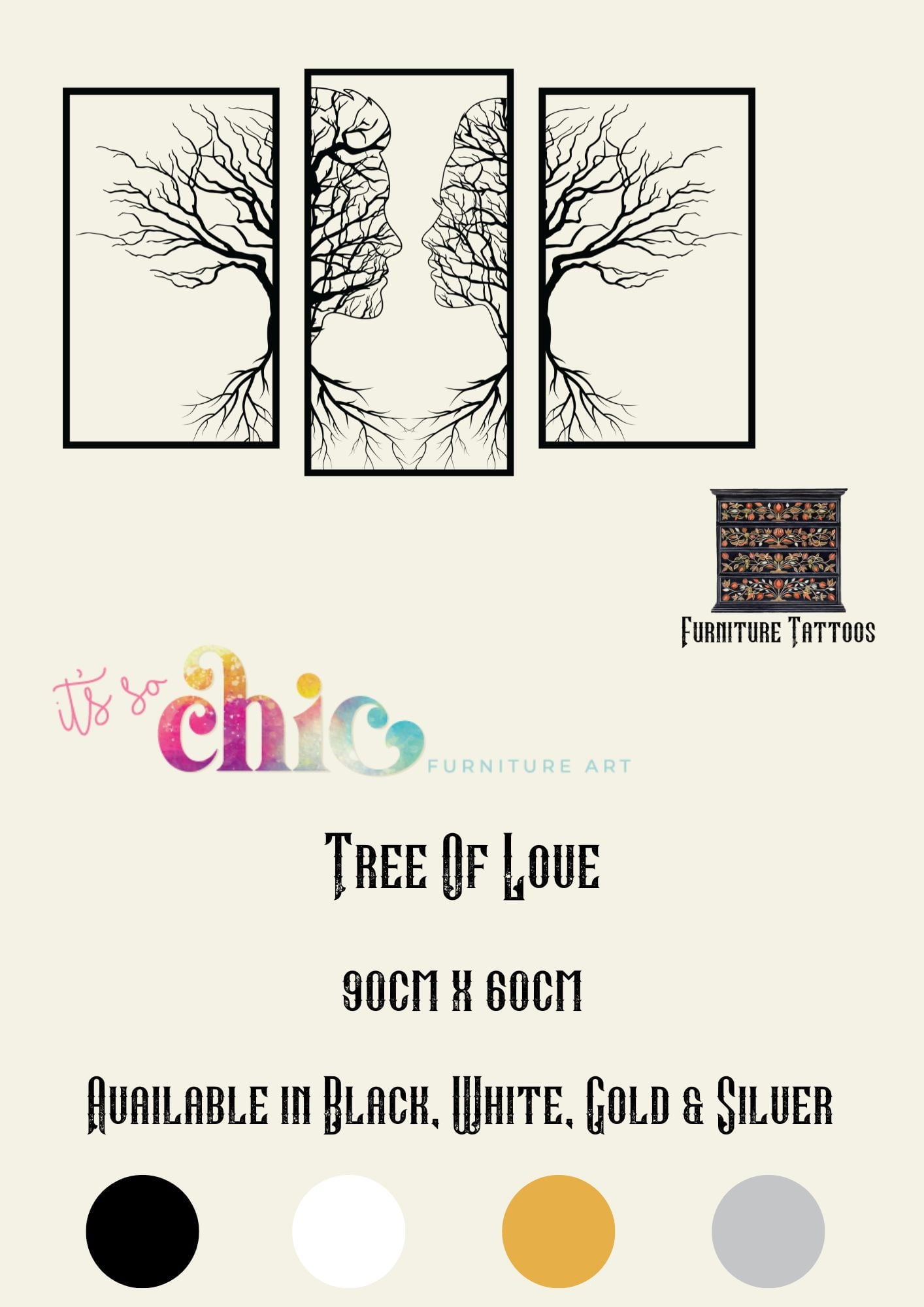 Furniture Tattoos | Vinyl Decals | Tree of Love | 90cm x 60cm | It’s So Chic Furniture Art