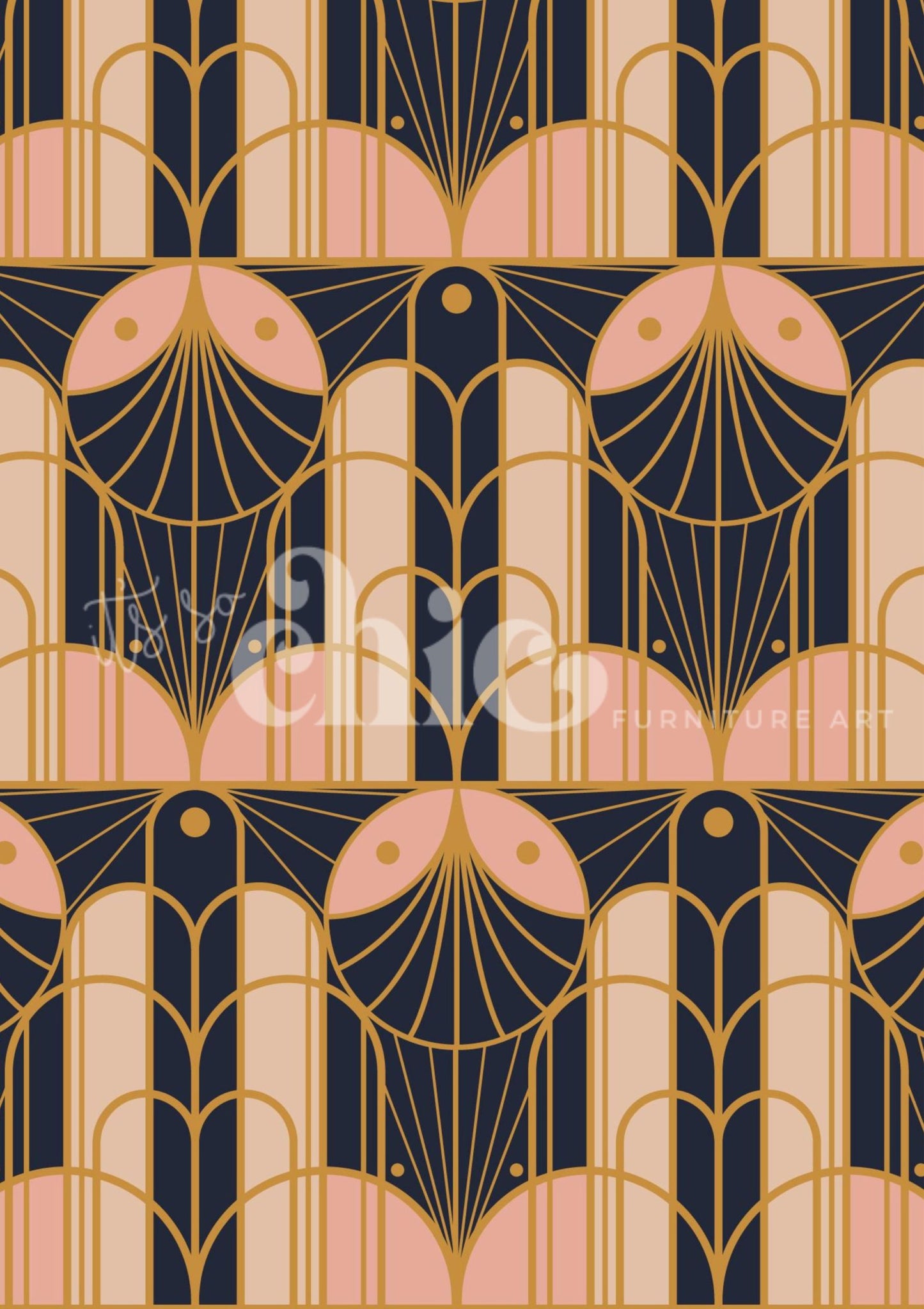 Decoupage Paper | Craft Paper | Art Deco Pink, Navy &amp; Gold | A1/A2/A3 | It’s So Chic Furniture Art